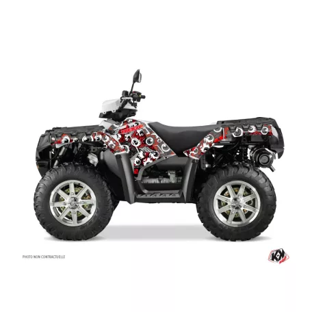 Karosszéria védő dekor matrica készlet Quad POLARIS Freegun eyed Piros/Szürke Széria