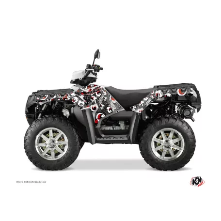 Karosszéria védő dekor matrica készlet Quad POLARIS Freegun eyed Szürke/Piros Széria