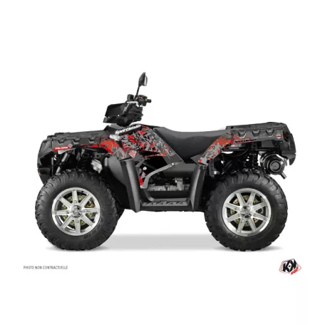 Karosszéria védő dekor matrica készlet Quad POLARIS Vintage polaris Fekete/Piros Széria