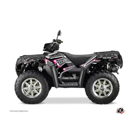 Karosszéria védő dekor matrica készlet Quad POLARIS Vintage polaris Fekete/Rózsaszín Széria