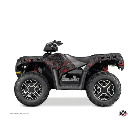 Karosszéria védő dekor matrica készlet Quad POLARIS Camo Fekete/Piros Széria