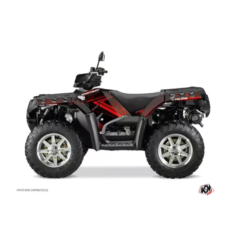 Karosszéria védő dekor matrica készlet Quad POLARIS Rock Fekete/Piros Széria