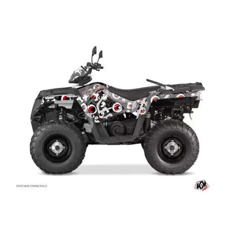 Karosszéria védő dekor matrica készlet Quad POLARIS Freegun eyed Szürke/Piros Széria