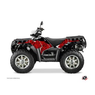   Karosszéria védő dekor matrica készlet Quad POLARIS Predator Piros/Fekete Széria