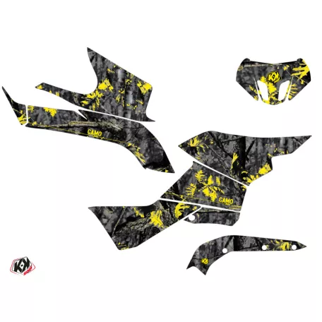Karosszéria védő dekor matrica készlet Quad SUZUKI Camo Fekete/Sárga Széria