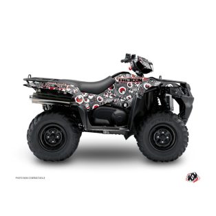   Karosszéria védő dekor matrica készlet Quad SUZUKI Freegun eyed Szürke/Piros Széria