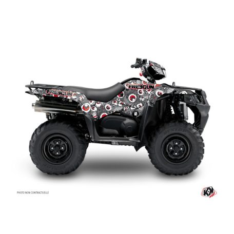 Karosszéria védő dekor matrica készlet Quad SUZUKI Freegun eyed Szürke/Piros Széria