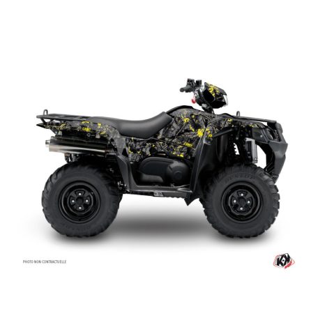 Karosszéria védő dekor matrica készlet Quad SUZUKI Camo Fekete/Sárga Széria