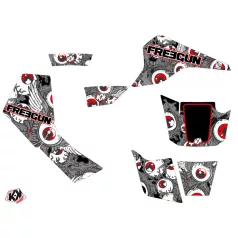   Karosszéria védő dekor matrica készlet Quad SUZUKI Freegun eyed Szürke/Piros Széria