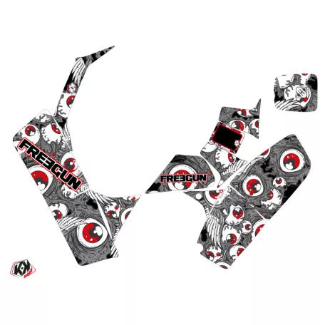 Karosszéria védő dekor matrica készlet Quad SUZUKI Freegun eyed Szürke/Piros Széria