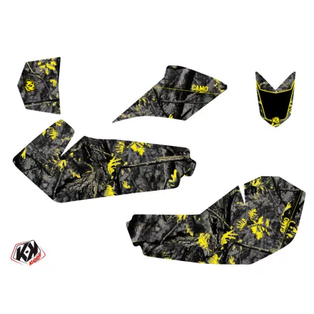 Karosszéria védő dekor matrica készlet Quad SUZUKI Camo Fekete/Sárga Széria