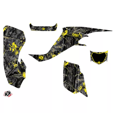 Karosszéria védő dekor matrica készlet Quad SUZUKI Camo Fekete/Sárga Széria