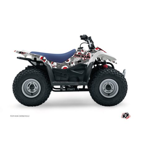 Karosszéria védő dekor matrica készlet Quad SUZUKI Freegun eyed Szürke/Piros Széria