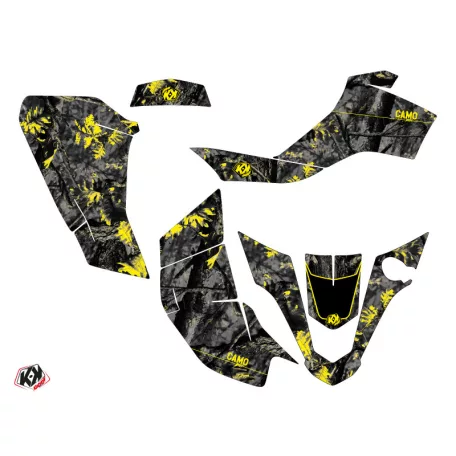 Karosszéria védő dekor matrica készlet Quad SUZUKI Camo Fekete/Sárga Széria