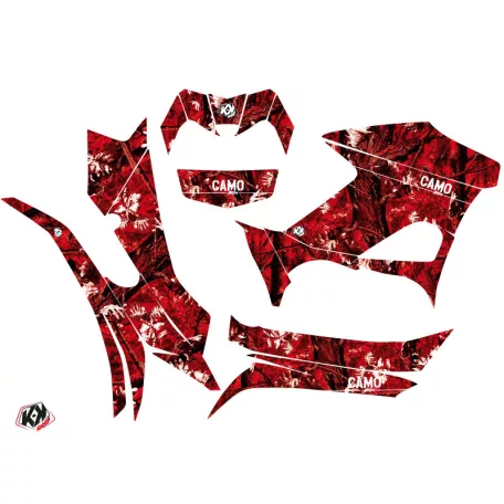 Karosszéria védő dekor matrica készlet Quad YAMAHA Camo Piros Széria