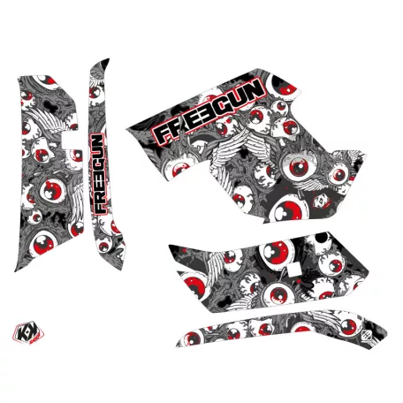 Karosszéria védő dekor matrica készlet Quad YAMAHA Freegun eyed Piros Széria