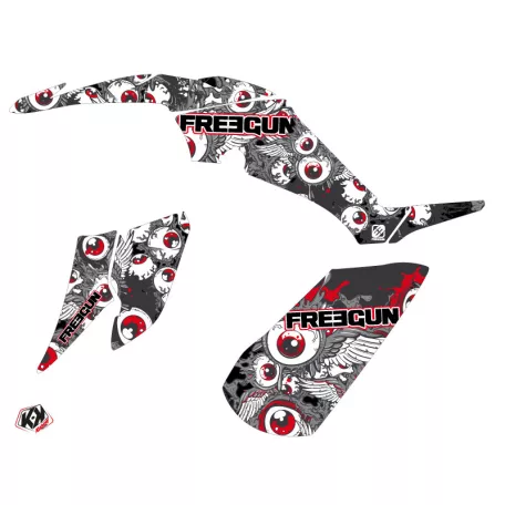 Karosszéria védő dekor matrica készlet Quad YAMAHA Freegun eyed Piros Széria