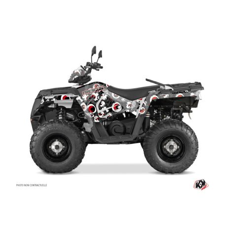 Karosszéria védő dekor matrica készlet Quad POLARIS Freegun eyed Szürke/Piros Széria