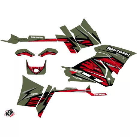 Karosszéria védő dekor matrica készlet Quad POLARIS Jungle Zöld/Piros Széria
