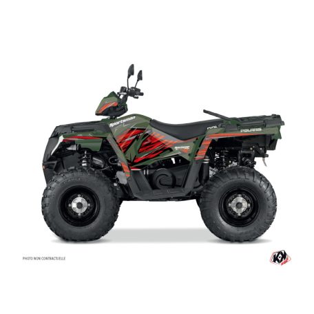Karosszéria védő dekor matrica készlet Quad POLARIS Jungle Zöld/Piros Széria