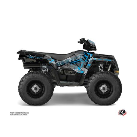 Karosszéria védő dekor matrica készlet Quad POLARIS Evil Szürke/Kék Széria