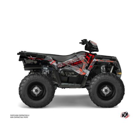 Karosszéria védő dekor matrica készlet Quad POLARIS Evil Szürke/Piros Széria
