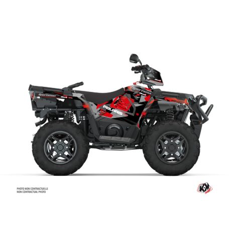 Karosszéria védő dekor matrica készlet Quad POLARIS Elka Szürke/Piros Széria