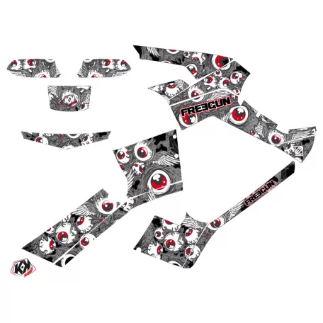 Karosszéria védő dekor matrica készlet Quad CAN-AM Freegun eyed Szürke/Piros Széria