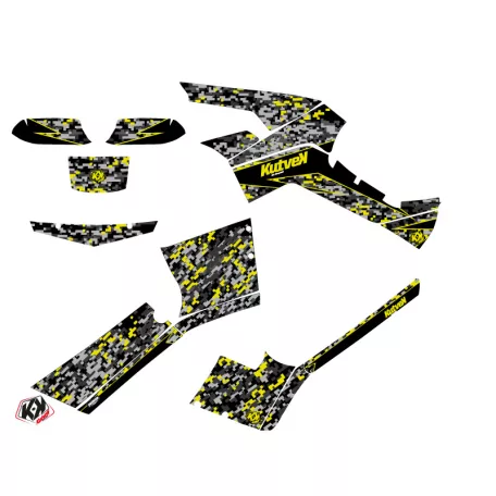 Karosszéria védő dekor matrica készlet Quad CAN-AM Predator Fekete/Szürke/Sárga Széria