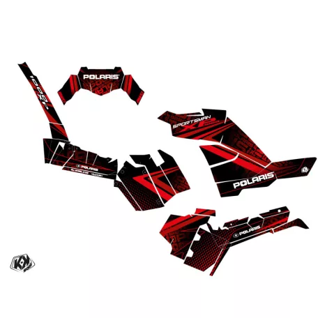 Karosszéria védő dekor matrica készlet Quad POLARIS Rock Fekete/Piros Széria