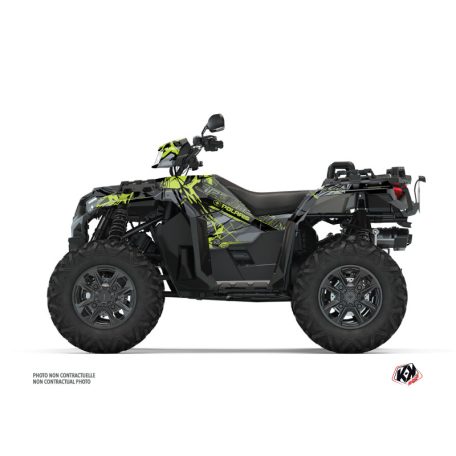 Karosszéria védő dekor matrica készlet Quad POLARIS Evil Szürke/Zöld Széria