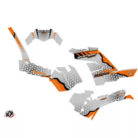 Karosszéria védő dekor matrica készlet Quad POLARIS Splinter Szürke/Narancs Széria
